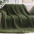 Chunky Knit Throw Blanket 50in x 60in - Soft Chenille Cozy Throw