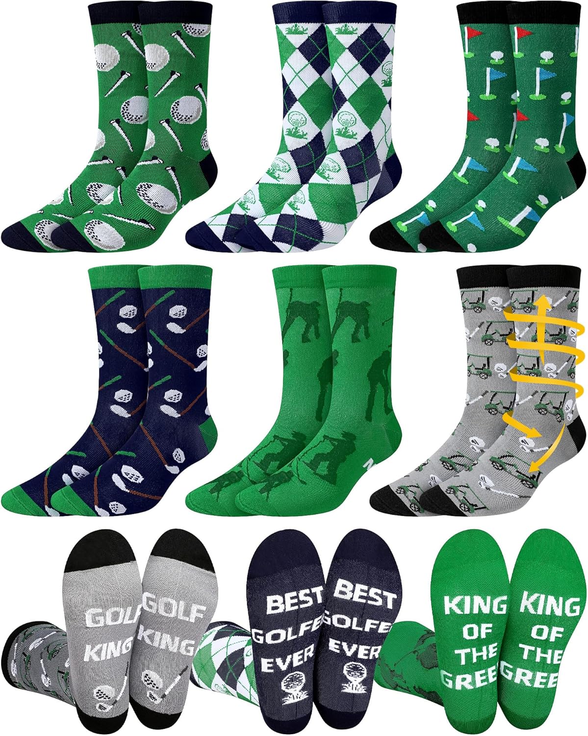 6 Pairs Men's Golf Compression Socks - Improve Circulation!
