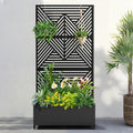 Metal Raised Garden Bed with Wheels and Trellis 73in x 35in - Black