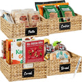 Water Hyacinth Pantry Baskets Set of 4 - Natural Woven Organizers