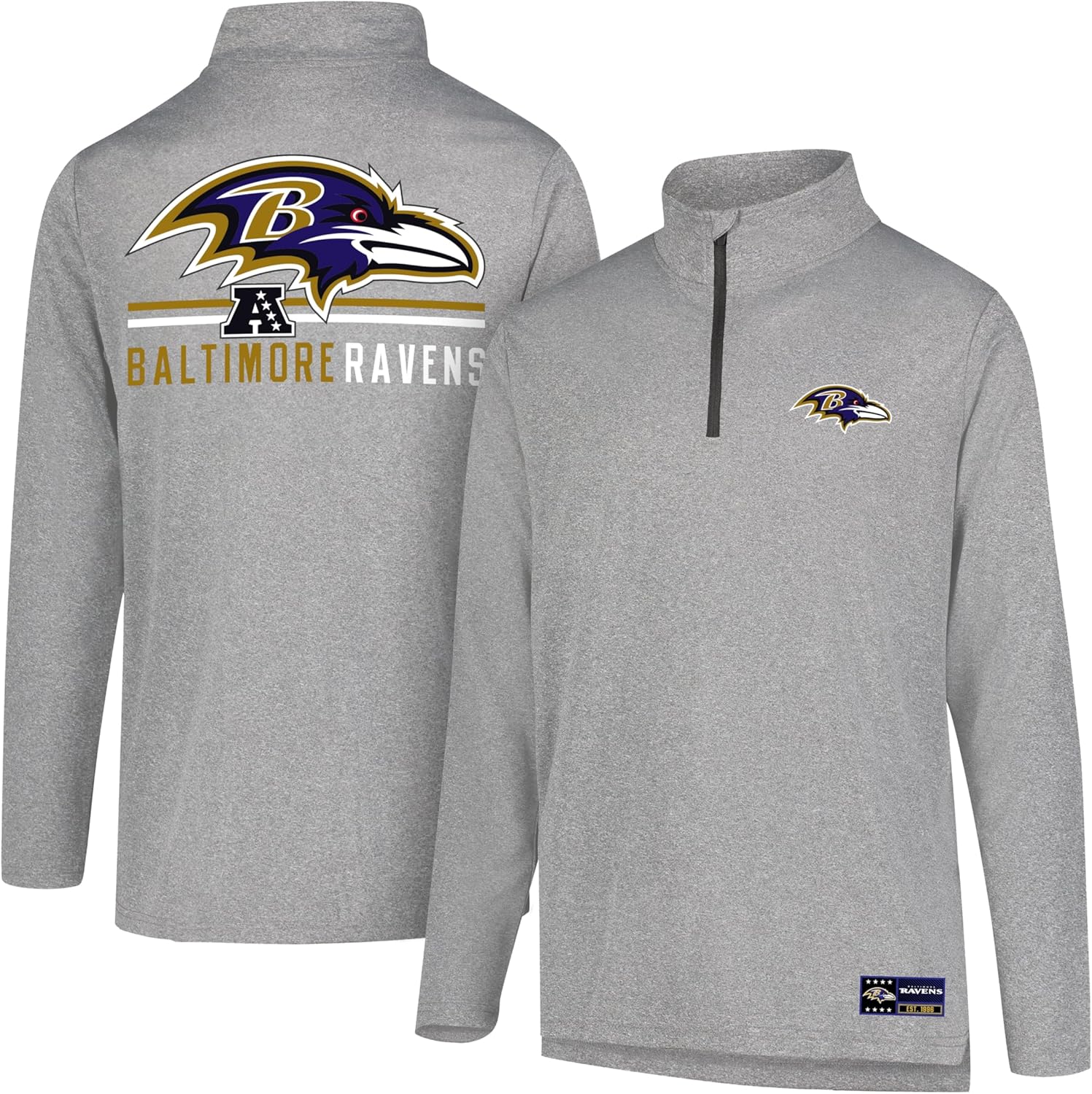 Ultra Game NFL Official Adults Super Soft Quarter Zip T-Shirt