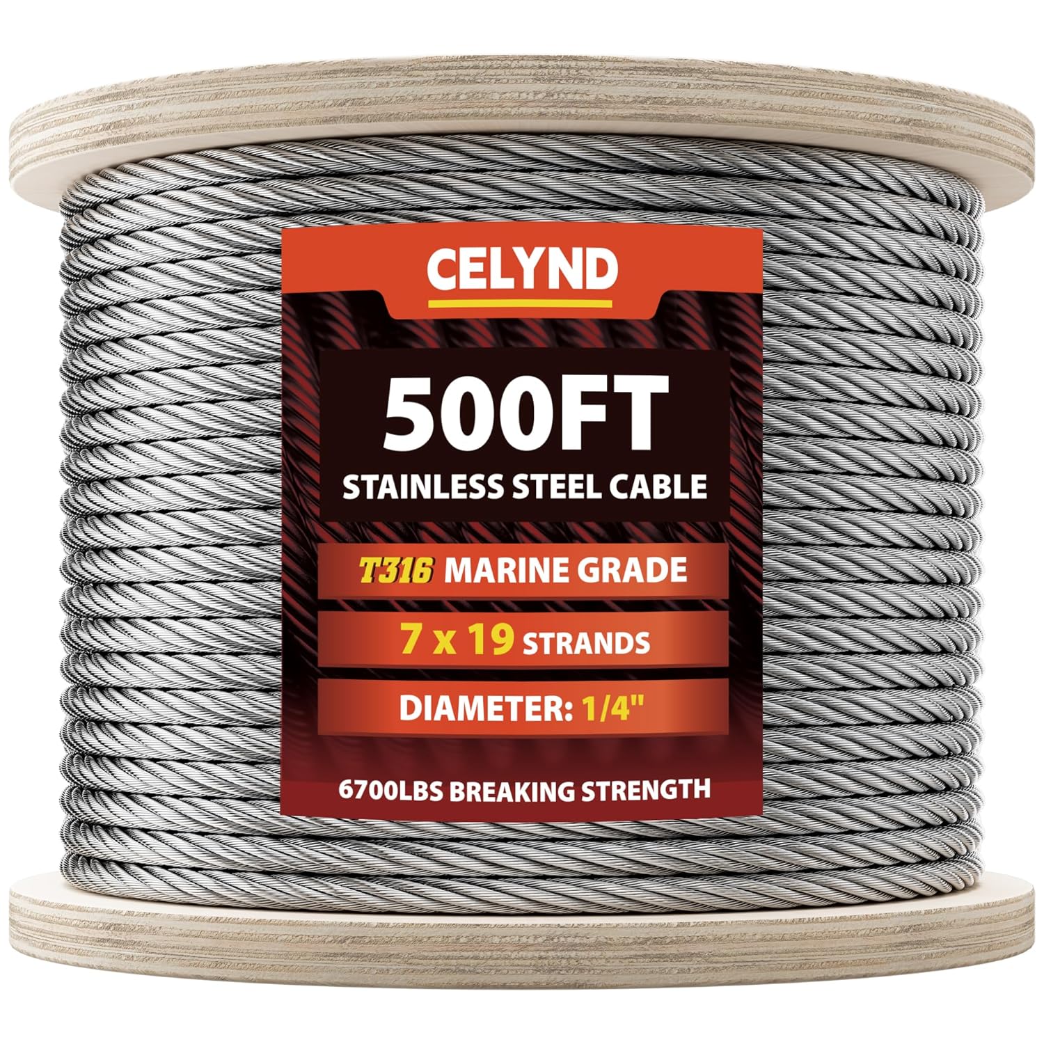 Stainless Steel Cable for Railing - 500FT 1/4in T316 Wire Rope