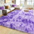 Ultra Fluffy Area Rug 6x9 Tie-Dyed Purple - Soft Thick Shag