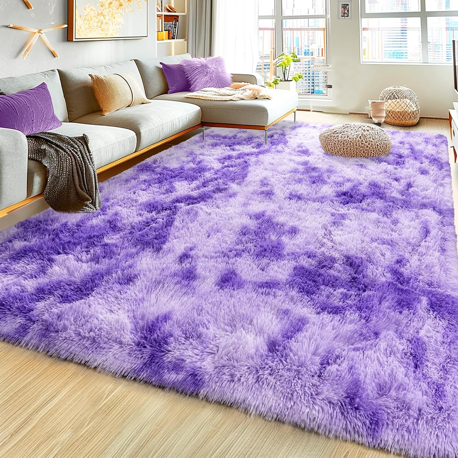 Ultra Fluffy Area Rugs for Living Room Bedroom, 6x9 Fuzzy Rug