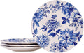 Bico Blue Floral Haven Dinner Plates Set of 4 - 11 in Ceramic Plates