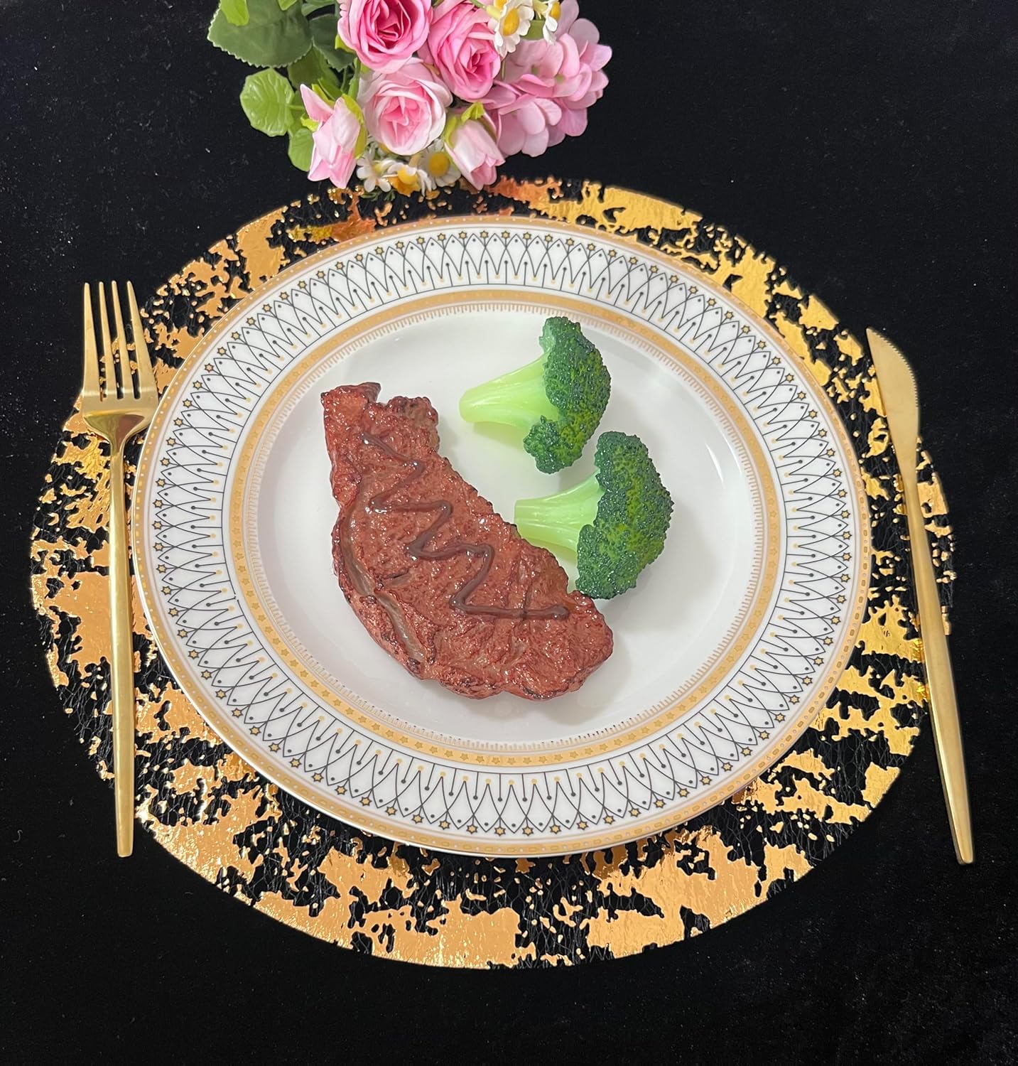 Disposable Black and Gold Placemats for Parties and Events