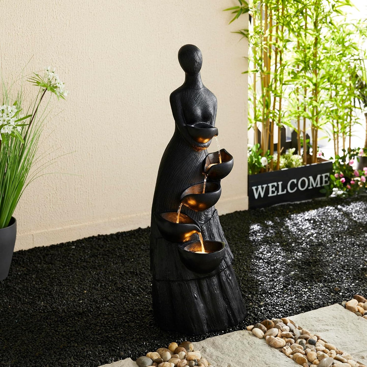 Modern Abstract Women Sculpture Outdoor Water Fountain for Garden