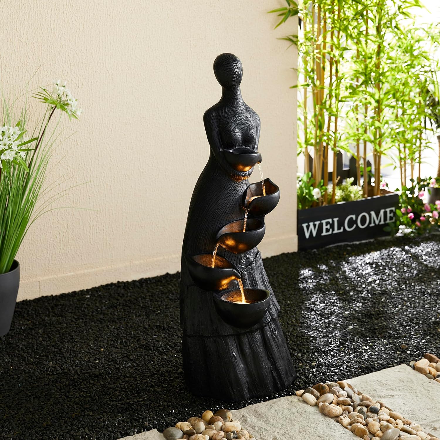 Modern Abstract Women Sculpture Outdoor Water Fountain for Garden