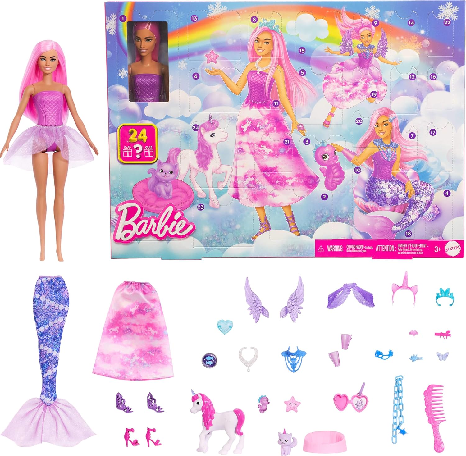 Barbie Advent Calendar with Doll & 24 Surprise Accessories