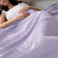 Queen Size Cooling Cotton Waffle Blanket in Light Purple - Breathable
