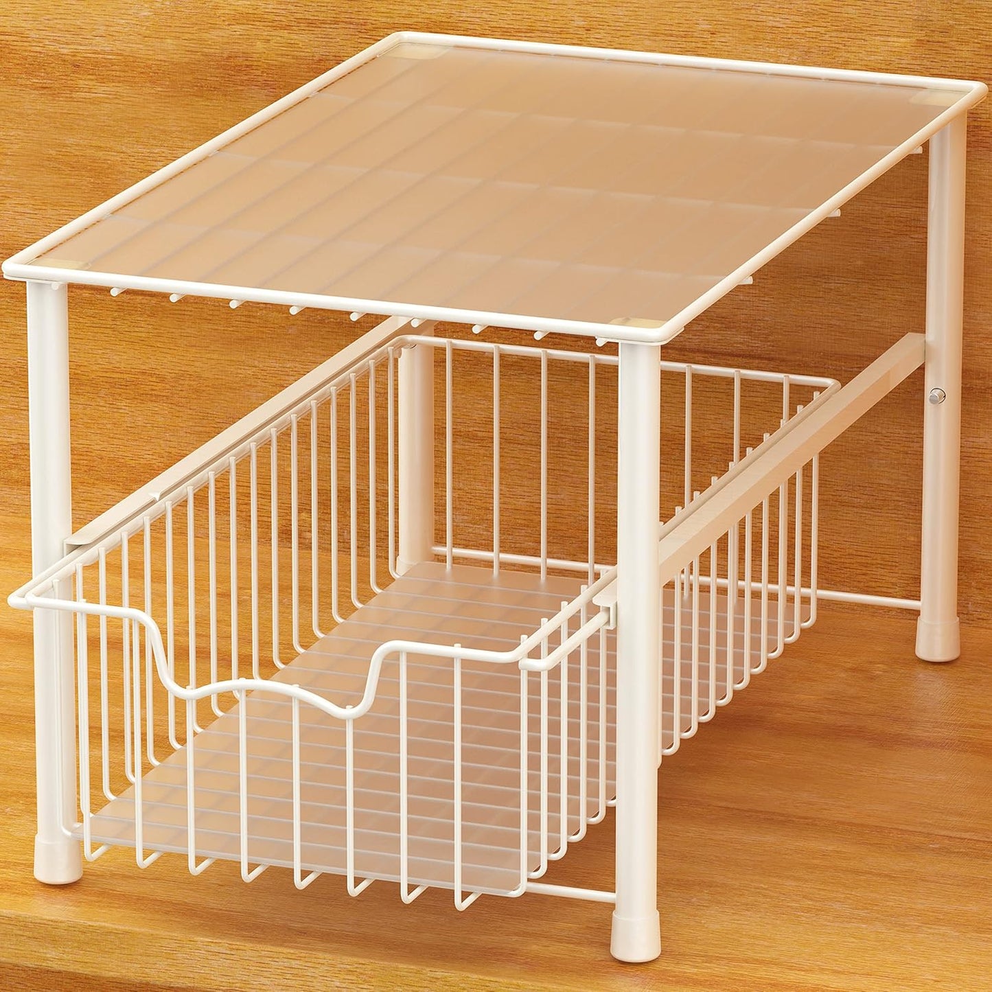 SIMPLE HOUSEWARE Stackable Under Sink Organizer with Sliding Baskets