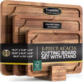 Pre-Oiled Non Toxic 3-Piece Acacia Cutting Board Set with Stand