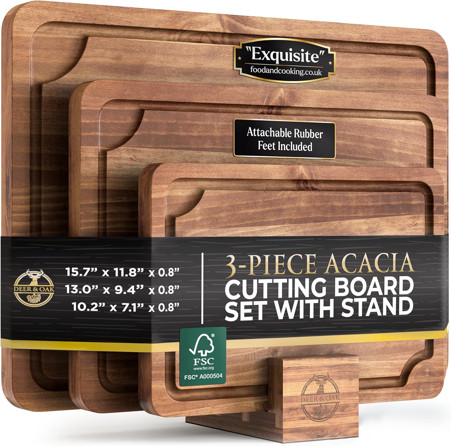 Pre-Oiled Acacia Cutting Board Set for Meat Lovers and Chefs