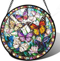 Stained Glass Window Hanging Colorful Butterfly Suncatcher - Bright