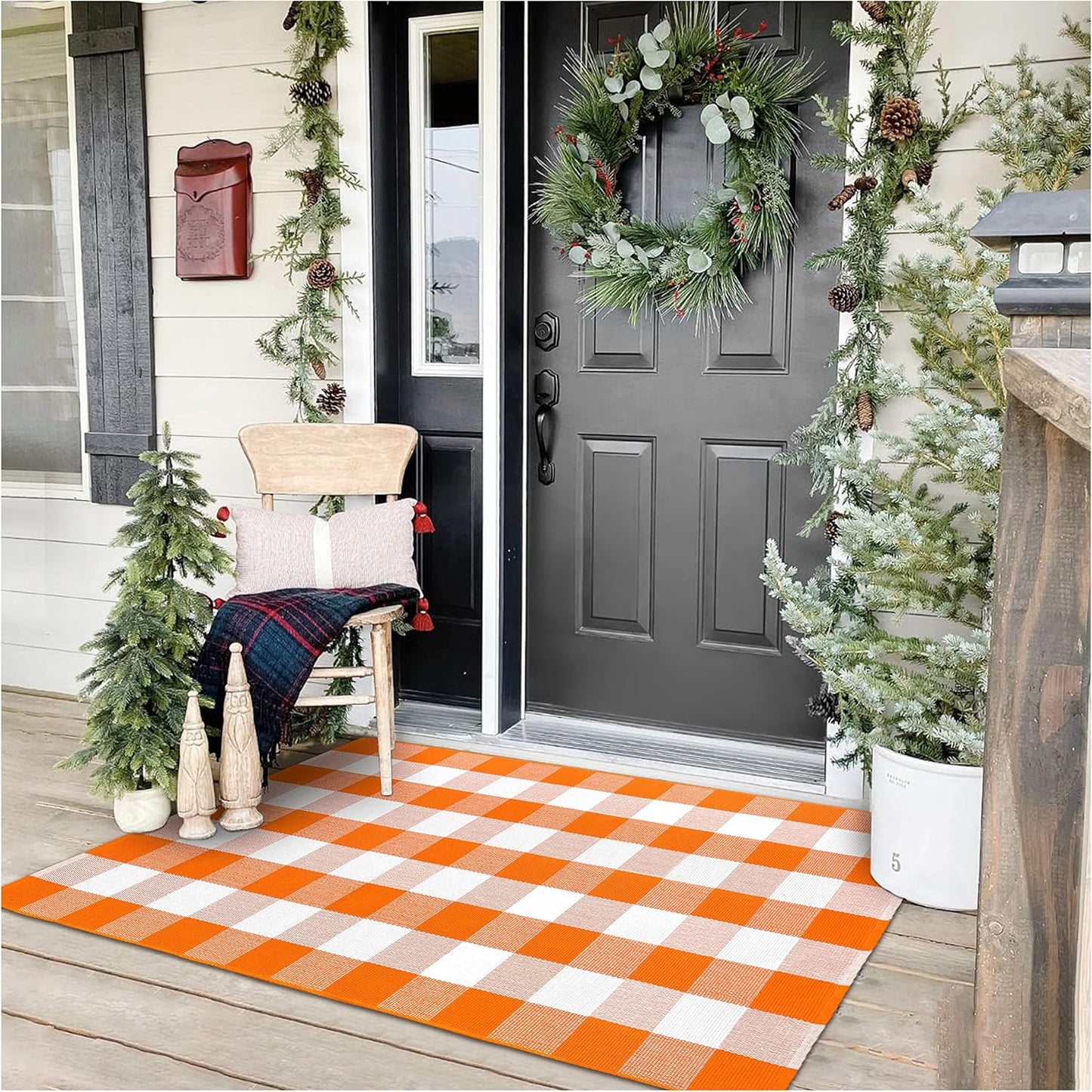 KOZYFLY Buffalo Plaid Rug 3x5 Ft for Fall and Halloween Decor