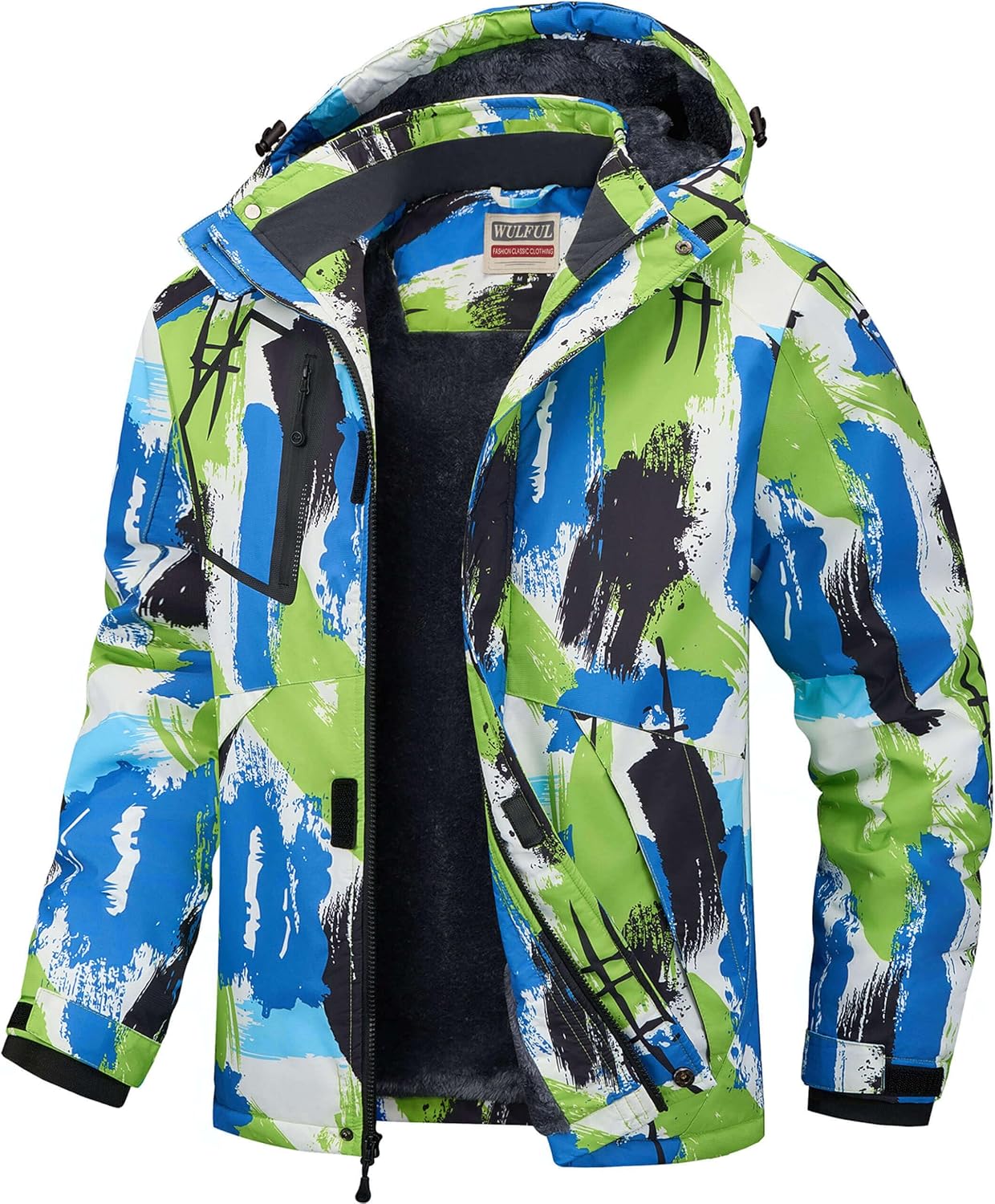 WULFUL Men's Waterproof Ski Jacket for Cold Winter Sports