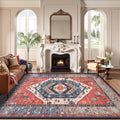 SERISSA Washable Rugs 8x10 Area Rug - Soft Non-Slip Boho Rust