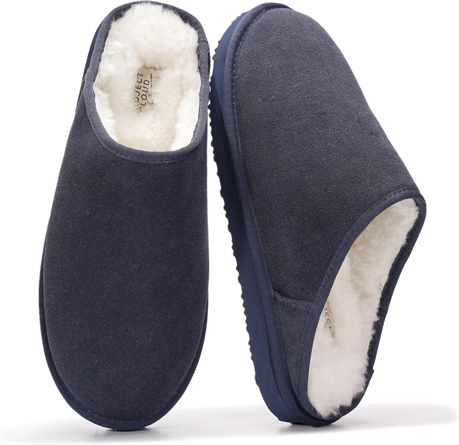 Project Cloud Mens Slippers with Genuine Leather & Shearling Lining
