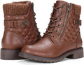Combat Ankle Boots for Women - Lace Up Low Heel Booties