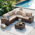 Patio Sectional Sofa Set with Wide Armrests - 6 Piece Conversation Set