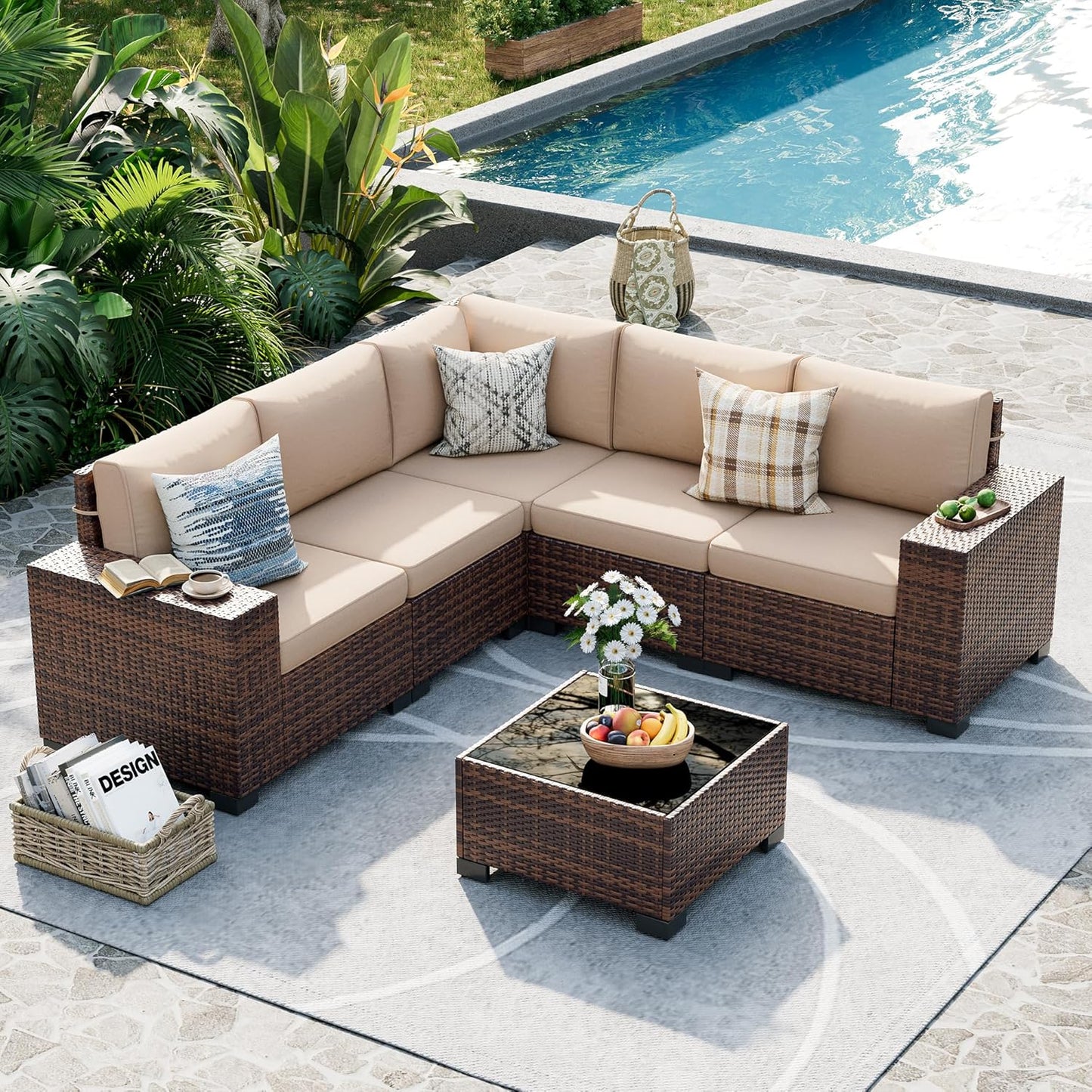 UDPATIO Outdoor Sectional Sofa Set with Waterproof Cover for Comfort