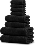 Tens Towels Black Pack of 8 - 2 Extra Large Bath Towels, Quick Dry