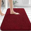 OLANLY Bathroom Rugs 30x20 Red - Plush Chenille Bath Mat