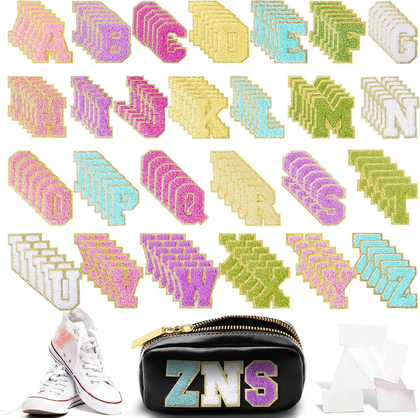 156 Pieces Self-Adhesive Chenille Letter Patches for DIY Projects