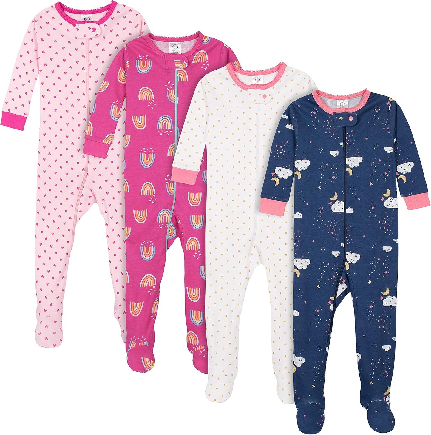 Gerber Baby-Girls 4-Pack Footed Pajamas for Comfortable Sleep