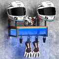 Helmet Rack Wall Mount Motorcycle Helmet Holder - Walnut RGB Accent