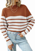 Turtleneck Batwing Ribbed Knit Pullover Sweater - Cozy (Style VFXQ)
