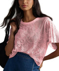 OPCAKM Women's Mesh Tops Y2K Sheer Lace Embroidered Blouse - Layering