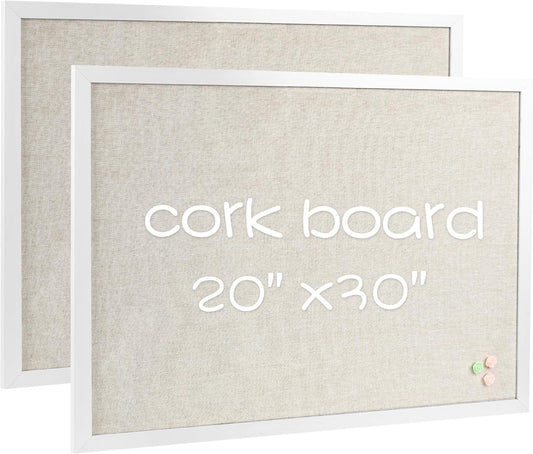 Farmhouse Linen Cork Bulletin Board for Home and Office Use