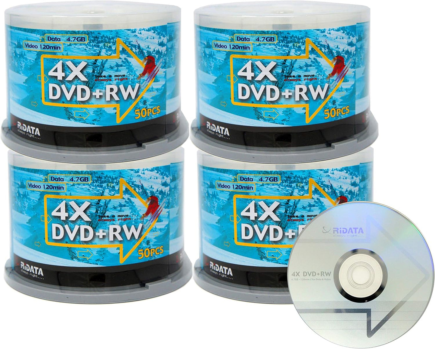 Ridata DVD+RW 4X 4.7GB Silver Logo Rewritable Media Discs