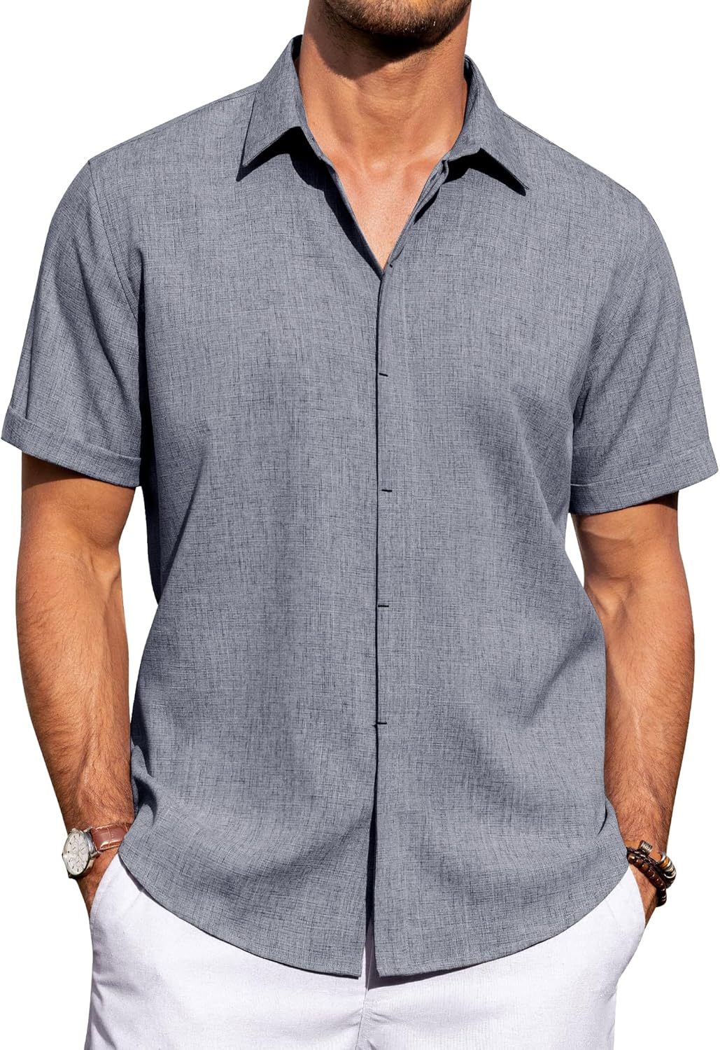 J.VER Men's Linen Shirts for Casual Summer Beach Weddings
