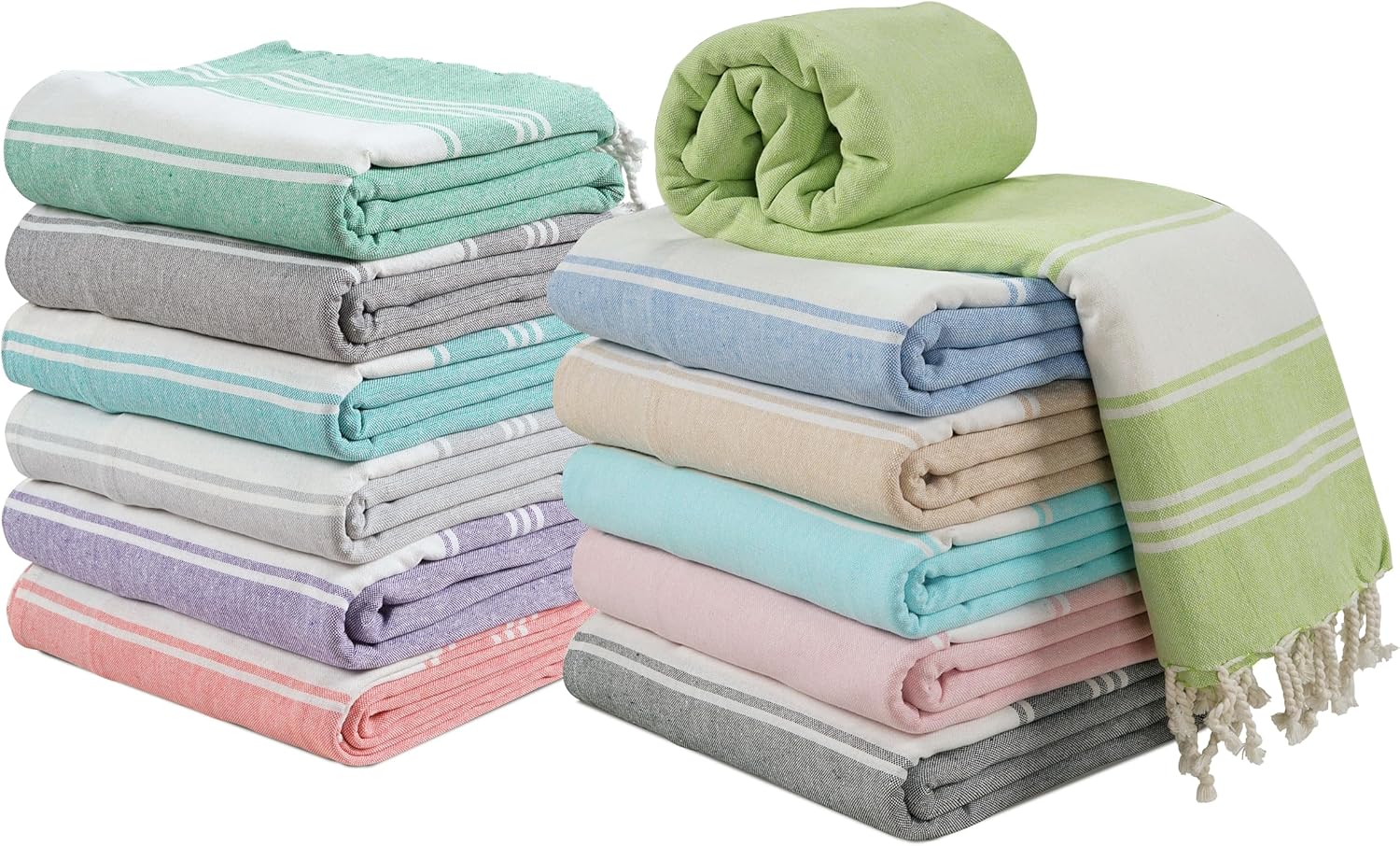 Oversized Beach Towels Set of 12 by LANE LINEN for Summer Fun
