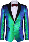 Mens Shiny Sequin Blazer Tuxedo One Button Jacket - Party Ready