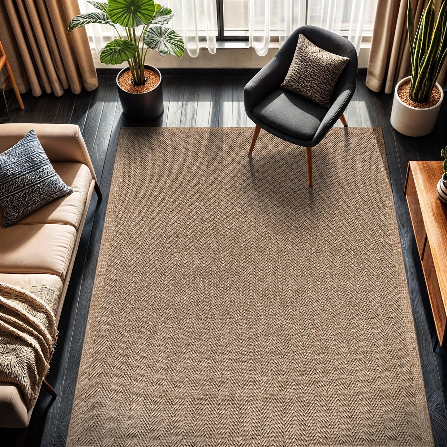 CAMILSON Easy Jute Rug 6x9 for Indoor Outdoor Spaces