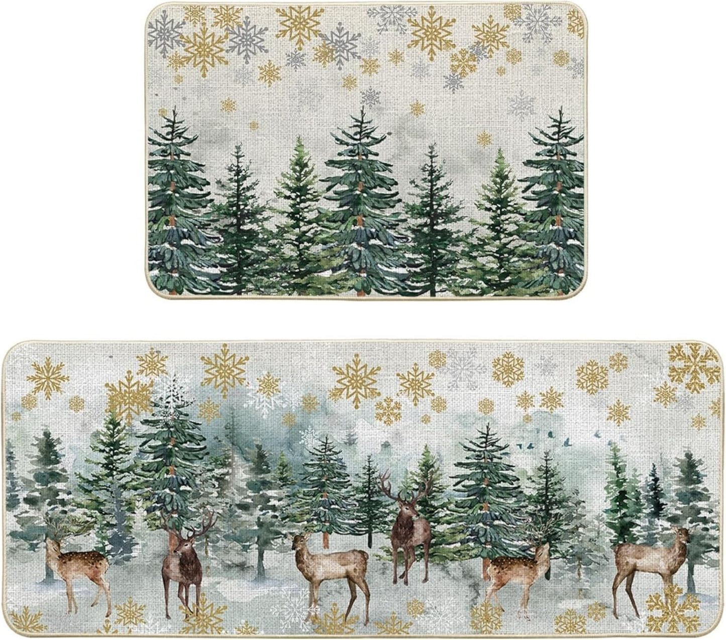 Artoid Mode Christmas Kitchen Mats Set of 2 for Winter Decor