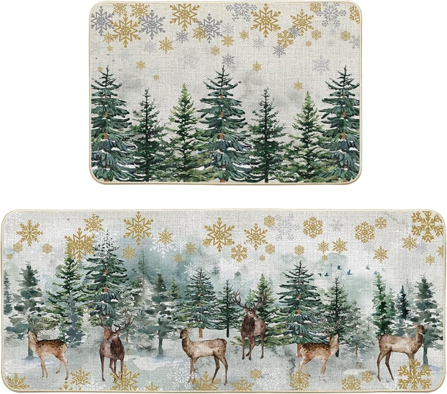 Artoid Mode Christmas Kitchen Mats Set of 2 for Winter Decor