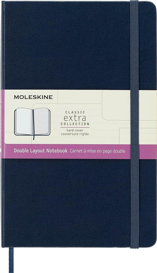 Sapphire Blue Moleskine Notebook - Large Size, Dual Rulings