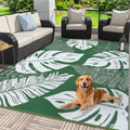 Outdoor Rug 9 x 12 Waterproof Plastic Straw Rug - Tropical Palm Leaf