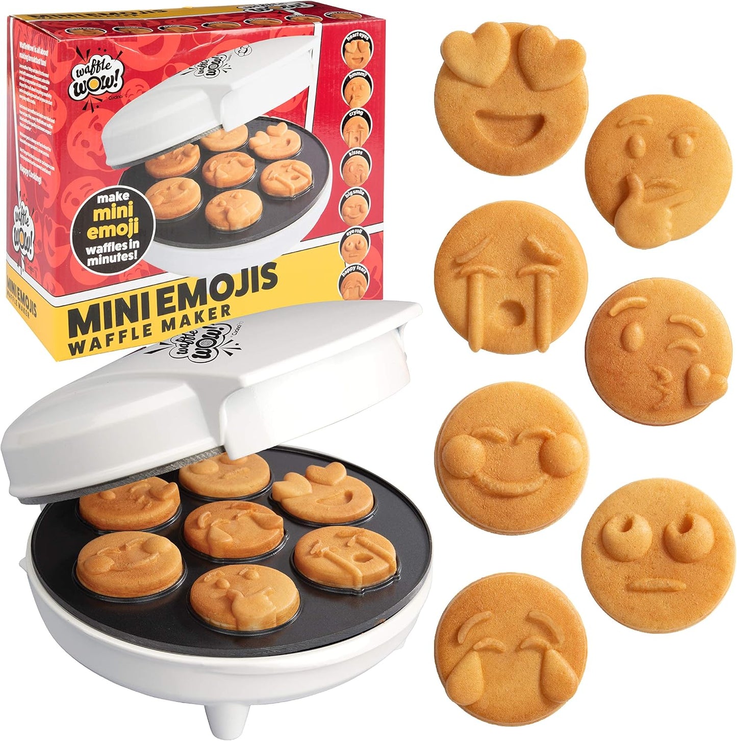 Smiley Face Waffle Maker - 7 Unique Emojis!