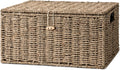 StorageWorks Seagrass Wicker Basket with Lid - Large Decorative