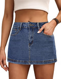 Stylish High Rise Denim Skort for Women with Mini Skirt Design