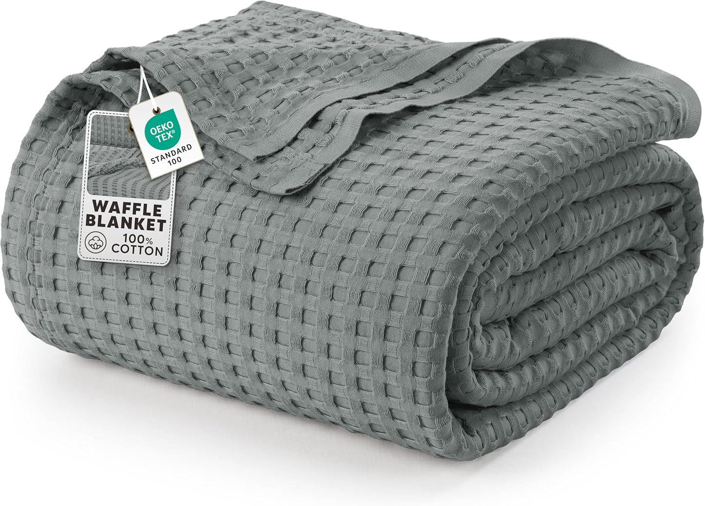 Utopia Bedding Cool Grey Cotton Waffle Blanket for All Seasons