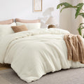 Waffle Comforter Set Queen - Soft Breathable Coconut White