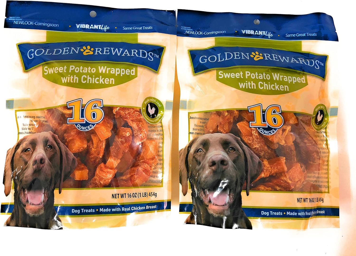 Golden Rewards Sweet Potato Chicken Treats for Dogs - Pack of 2