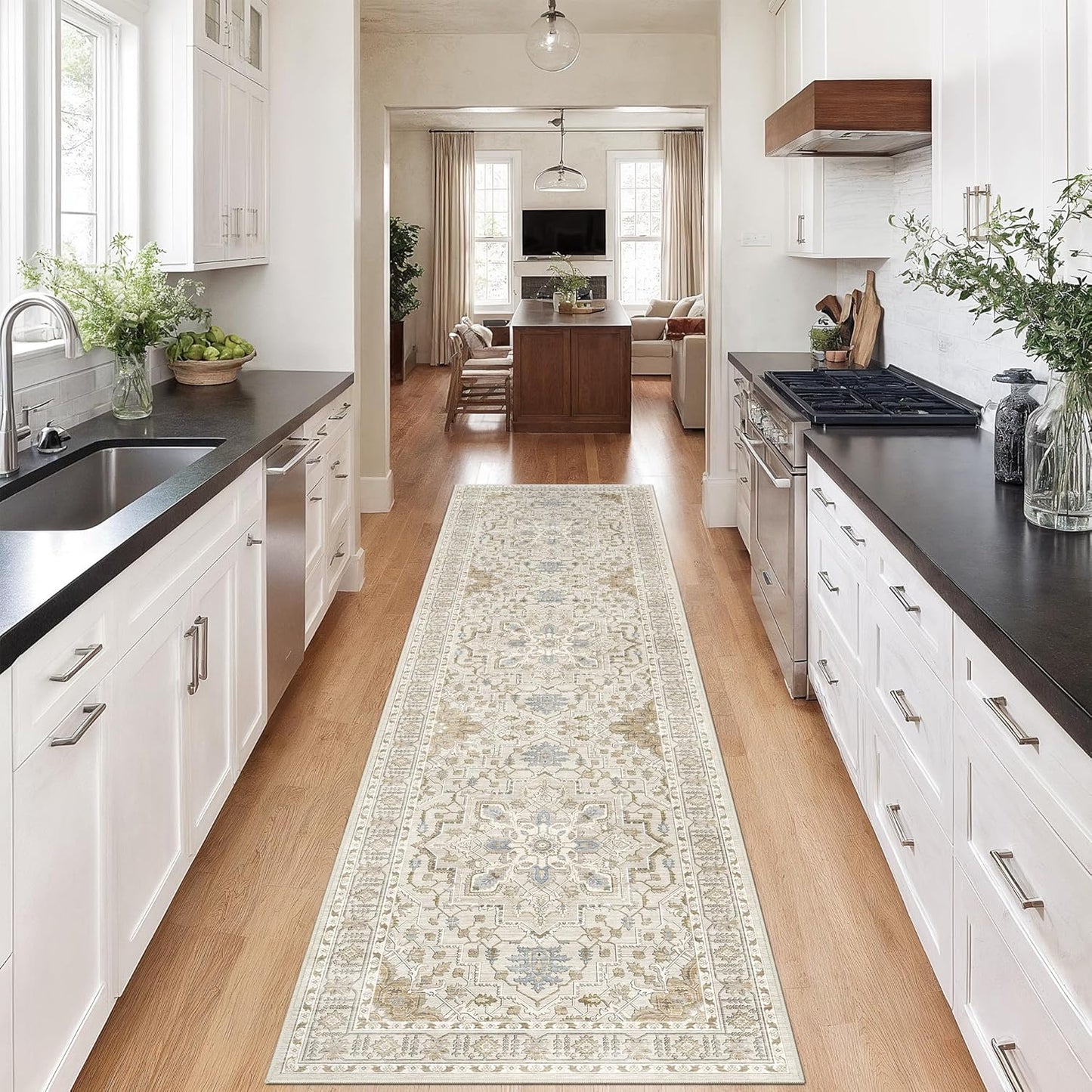 Madane Runner Rug 2x8: Vintage Non-Slip Soft Kitchen Rug