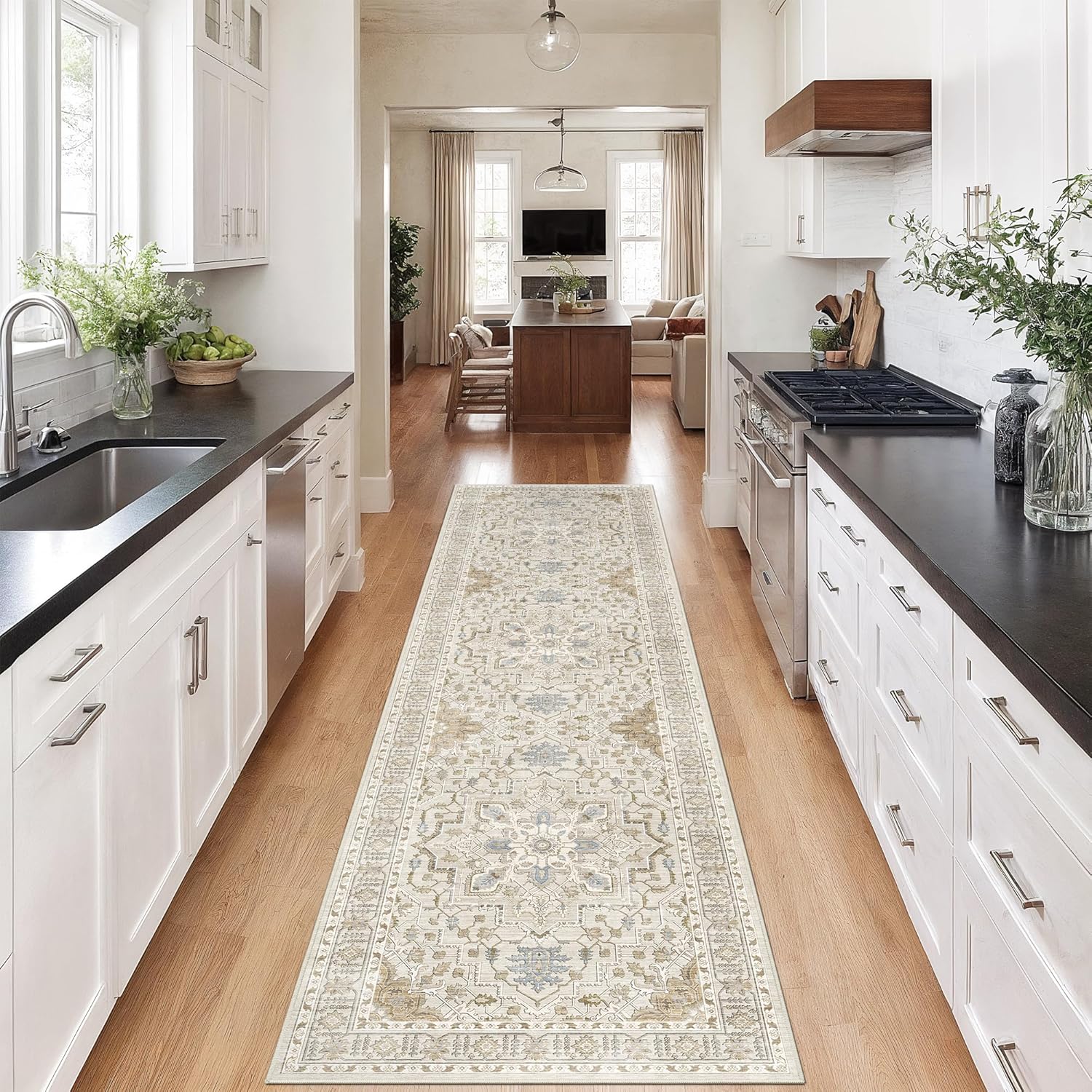 Madane Runner Rug 2x8: Vintage Non-Slip Soft Kitchen Rug